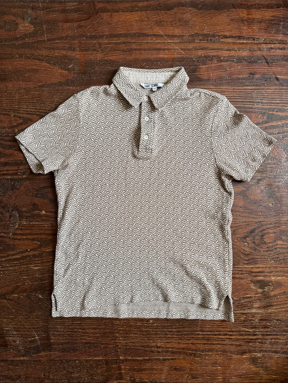 Mr. Turk Beige Patterned Polo Shirt M - Made In USA